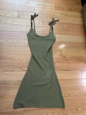 Princess Polly Olive Knit Tie-Shoulder Slip Dress